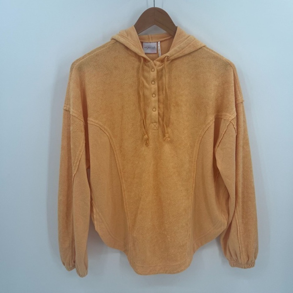 Urban Outfitters Out From Under XS Orange Hooded Henley Pullover Sweatshirt